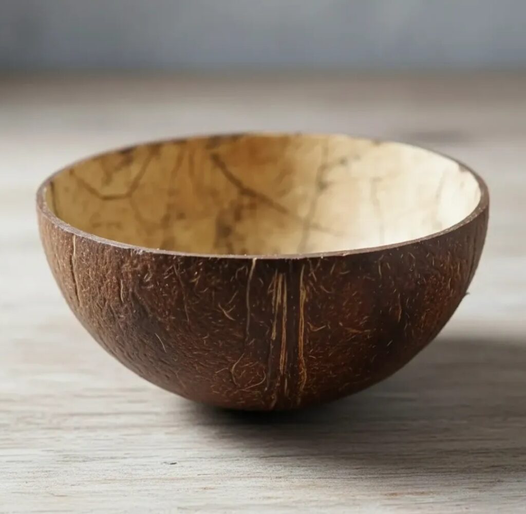 casca de coco seca acabada pronta para uso, limpa
